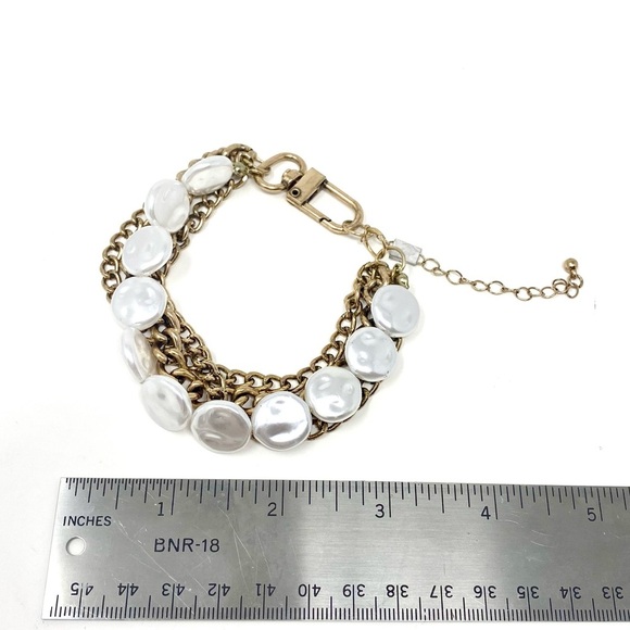 New Free People Moon Pearl Gold Chain Statement Anklet - Picture 5 of 5